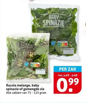 Hoogvliet Rucola melange, baby spinazie of gemengde sla aanbieding