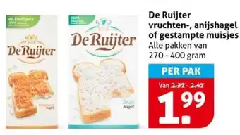 Hoogvliet De Ruijter vruchten, anijshagel of gestampte muisjes aanbieding