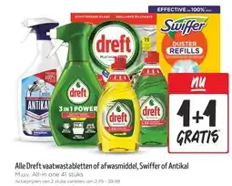 Jumbo Alle Dreft vaatwastabletten of afwasmiddel, Swiffer of Antikal aanbieding