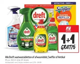 Jumbo Alle Dreft vaatwastabletten of afwasmiddel, Swiffer of Antikal aanbieding