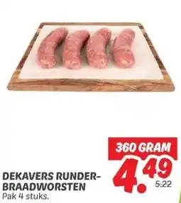 Dekamarkt DEKAVERS RUNDER- BRAADWORSTEN aanbieding