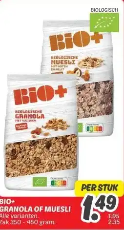 Dekamarkt BIO+ GRANOLA OF MUESLI aanbieding