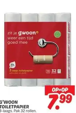 Dekamarkt G'WOON TOILETPAPIER aanbieding