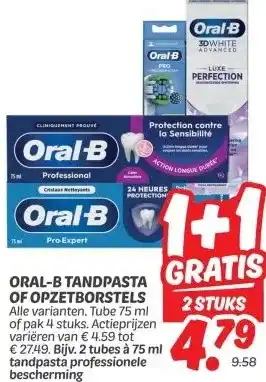 Dekamarkt ORAL-B TANDPASTA OF OPZETBORSTELS aanbieding