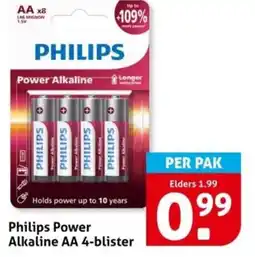 Hoogvliet Philips Power Alkaline AA 4 blister aanbieding