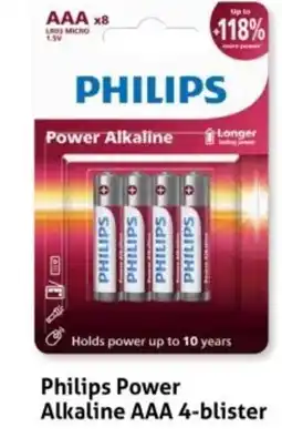 Hoogvliet Philips Power Alkaline AAA 4 blister aanbieding