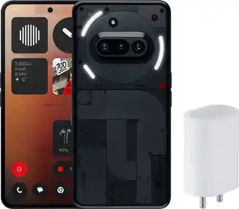 Coolblue Nothing Phone (3a) 256GB Zwart 5G + Nothing Power Delivery Oplader 45W Wit aanbieding