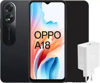 Coolblue OPPO A18 128GB Zwart 4G + Accessoirepakket aanbieding