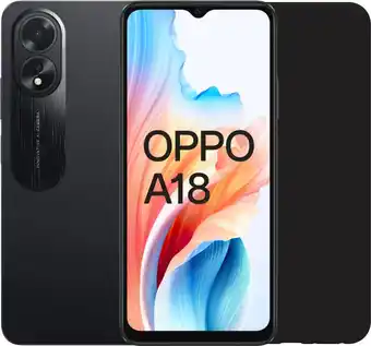 Coolblue OPPO A18 128GB Zwart 4G + Just in Case Back Cover Zwart aanbieding