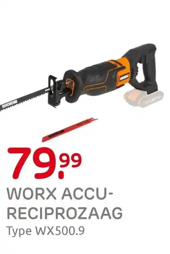 Praxis Worx accu reciprozaag aanbieding