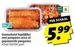 Boni Ovenschotel kipdijfilet met pompoen rosso of gepaneerde pangasius aanbieding