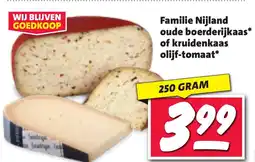 Nettorama Familie Nijland oude boerderijkaas of kruidenkaas olijf-tomaat aanbieding