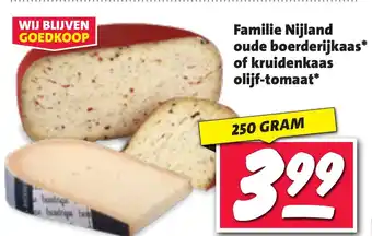 Nettorama Familie Nijland oude boerderijkaas of kruidenkaas olijf-tomaat aanbieding