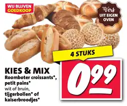 Nettorama Kies & M Roomboter croissants, petit pains, wit of bruin, tijgerbollen of kaiserbroodjes aanbieding