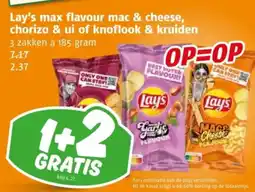 Poiesz Lay's max flavour mac & cheese, chorizo & ui of knoflook & kruiden aanbieding