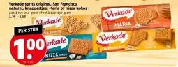 Poiesz Verkade sprits original, San Francisco naturel, knappertjes, Maria of nizza kokos aanbieding