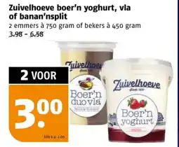 Poiesz Zuivelhoeve boer'n yoghurt, vla of banan'nsplit aanbieding
