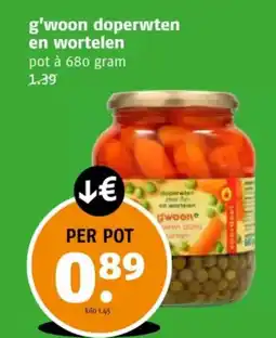 Poiesz G'woon doperwten en wortelen aanbieding