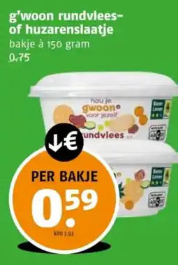 Poiesz G'woon rundvlees- of huzarenslaatje aanbieding
