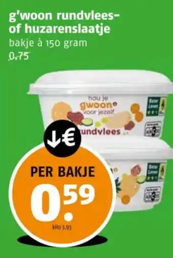 Poiesz G'woon rundvlees- of huzarenslaatje aanbieding