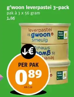 Poiesz G'woon leverpastei 3-pack aanbieding
