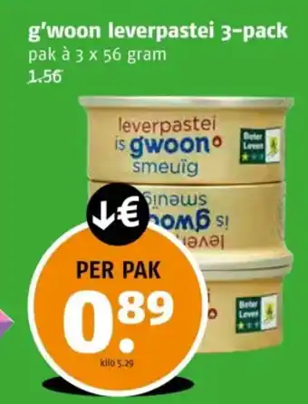 Poiesz G'woon leverpastei 3-pack aanbieding