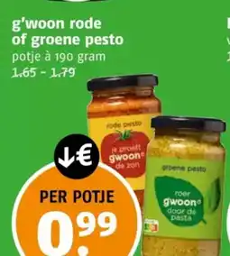 Poiesz G'woon rode of groene pesto aanbieding