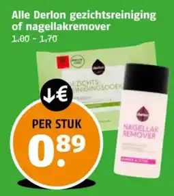 Poiesz Alle Derlon gezichtsreiniging of nagellakremover aanbieding
