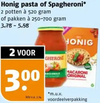 Poiesz Honig pasta of Spagheroni aanbieding
