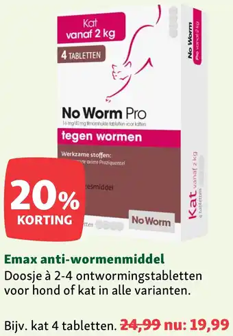 Maxi Zoo Emax anti-wormenmiddel aanbieding