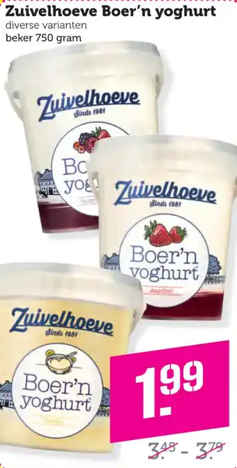 Dagwinkel Zuivelhoeve Boer'n yoghurt aanbieding