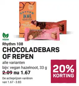 Ekoplaza Rhythm 108 Chocoladebars of repen aanbieding