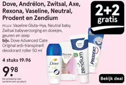 Etos Dove, Andrélon, Zwitsal, Axe, Rexona, Vaseline, Neutral, Prodent en Zendium aanbieding