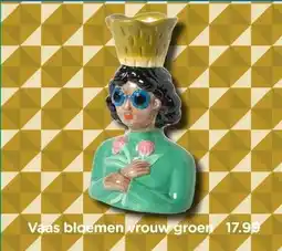 Xenos Vaas bloemen vrouw groen aanbieding