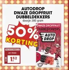 MCD Supermarkt AUTODROP DWAZE DROPFRUIT DUBBELDEKKERS aanbieding