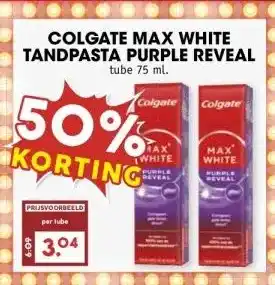 MCD Supermarkt COLGATE MAX WHITE TANDPASTA PURPLE REVEAL aanbieding