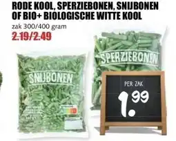 MCD Supermarkt RODE KOOL, SPERZIEBONEN, SNIJBONEN OF BIO+BIOLOGISCHE WITTE KOOL aanbieding