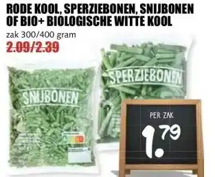 MCD Supermarkt RODE KOOL, SPERZIEBONEN, SNIJBONEN OF BIO+BIOLOGISCHE WITTE KOOL aanbieding