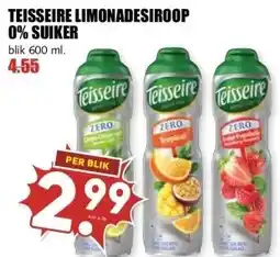 MCD Supermarkt TEISSEIRE LIMONADESIROOP 0% SUIKER aanbieding