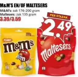 MCD Supermarkt M&M'S EN/OF MALTESERS aanbieding