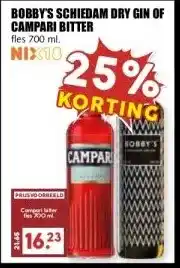 MCD Supermarkt BOBBY'S SCHIEDAM DRY GIN OF CAMPARI BITTER aanbieding
