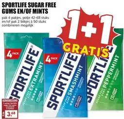 MCD Supermarkt SPORTLIFE SUGAR FREE GUMS EN/OF MINTS aanbieding