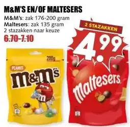 MCD Supermarkt M&M'S EN/OF MALTESERS aanbieding