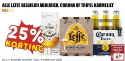 MCD Supermarkt ALLE LEFFE BELGISCH ABDIJBIER, CORONA OF TRIPEL KARMELIET aanbieding