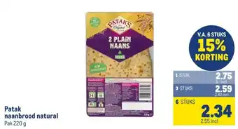 Makro Patak naanbrood natural aanbieding