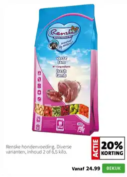 Intratuin Renske hondenvoeding. Diverse varianten, inhoud 2 of 6,5 kilo. aanbieding
