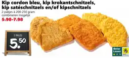CoopCompact Kip cordon bleu, kip krokantschnitzels, kip satéschnitzels en/of kipschnitzels aanbieding