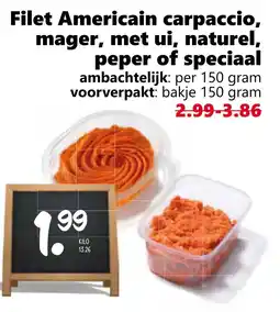 CoopCompact Filet Americain carpaccio, mager, met ui, naturel, peper of speciaal aanbieding