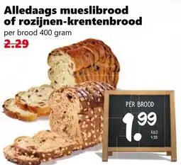 CoopCompact Alledaags mueslibrood of rozijnen-krentenbrood aanbieding