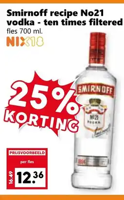 CoopCompact Smirnoff recipe No21 vodka - ten times filtered aanbieding